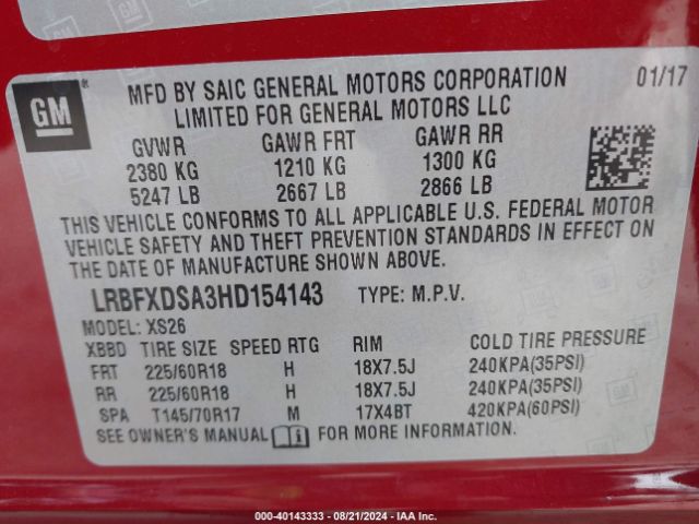 LRBFXDSA3HD154143 Buick Envision Essence