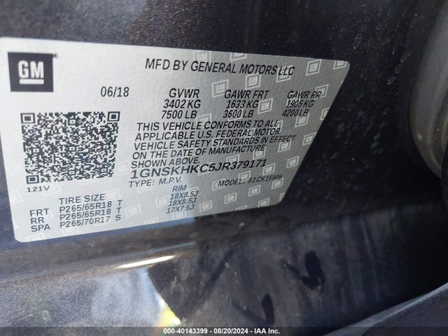 Chevrolet Suburban Lt 2018 1GNSKHKC5JR379171 Image 9