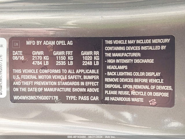 W04WH3N57HG007176 Buick Cascada Premium