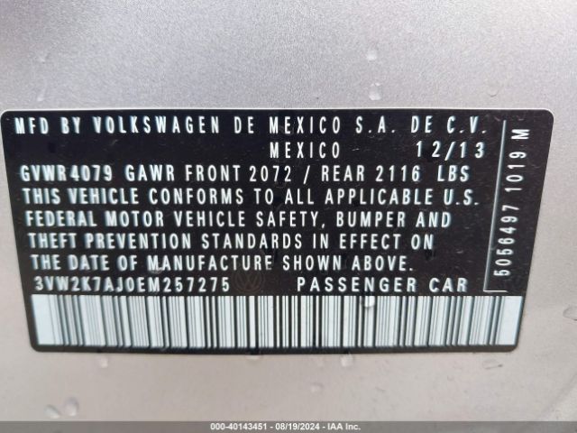 3VW2K7AJ0EM257275 Volkswagen Jetta 2.0l S