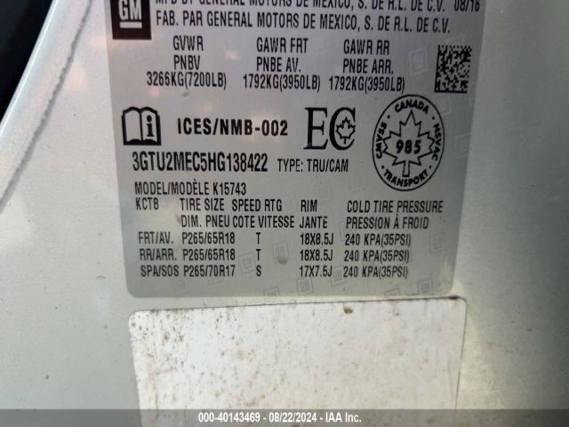 3GTU2MEC5HG138422 GMC Sierra 1500 Sle