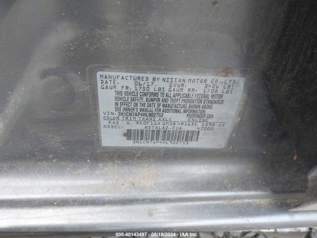 Nissan Versa 1.6 S+ 2017 3N1CN7AP4HL902753 Image 9
