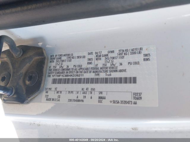 1FTMF1C88HKD39211 Ford F-150 Xl