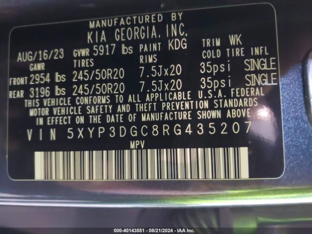5XYP3DGC8RG435207 KIA Telluride Ex X-line