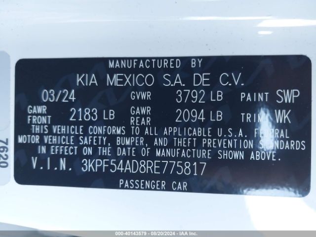3KPF54AD8RE775817 KIA Forte Gt-line