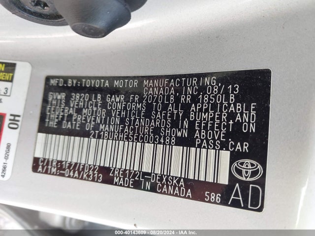 Toyota Corolla S Plus 2014 2T1BURHE5EC003488 Image 9