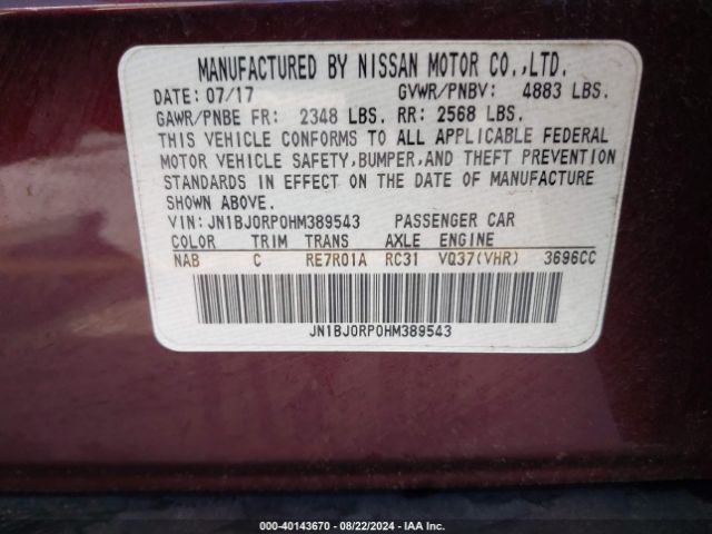 JN1BJ0RP0HM389543 Infiniti QX50