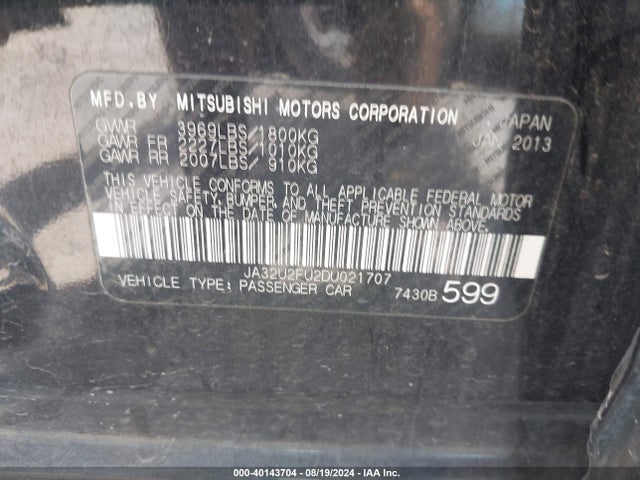 2013 MITSUBISHI LANCER JA32U2FU2DU021707 Photo 8