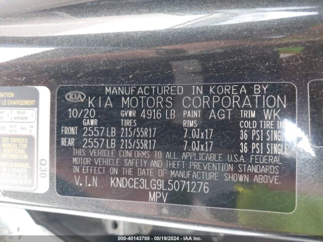 KNDCE3LG9L5071276 KIA Niro Ev Ex Premium