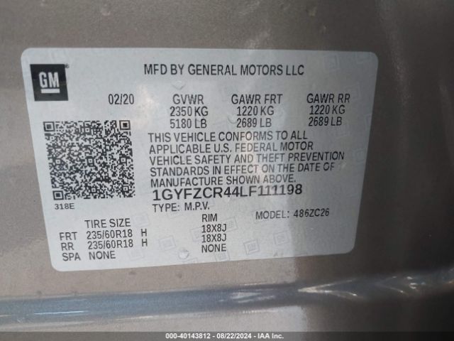 1GYFZCR44LF111198 Cadillac Xt4 Fwd Premium Luxury