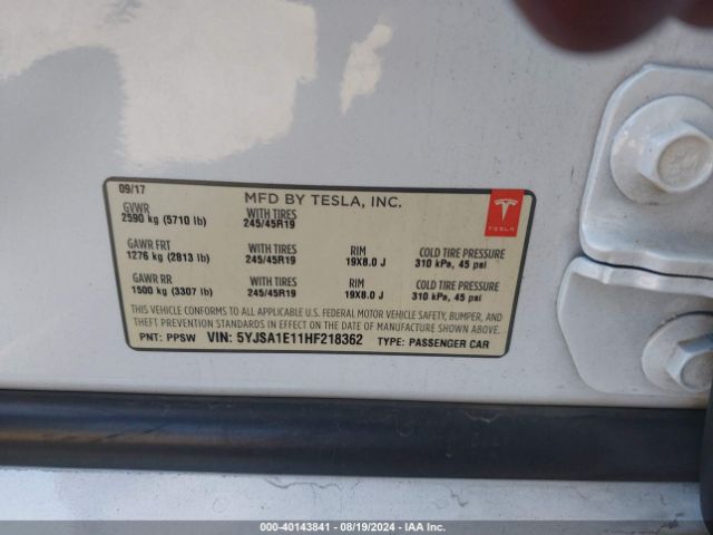 2017 TESLA MODEL S 5YJSA1E11HF218362 Photo 8