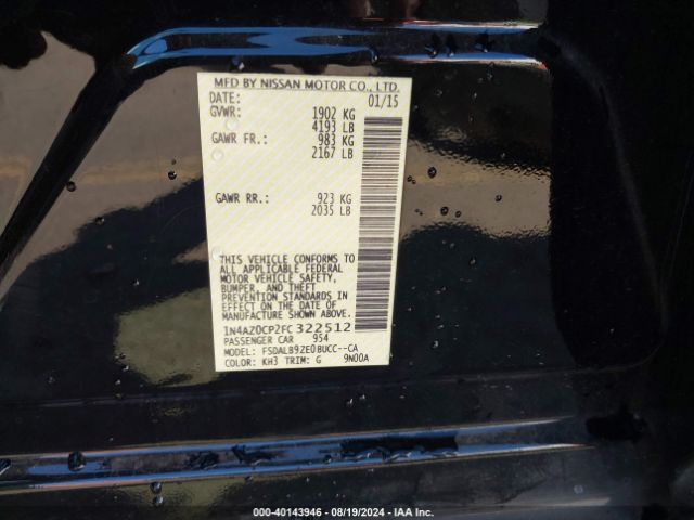 1N4AZ0CP2FC322512 Nissan LEAF S