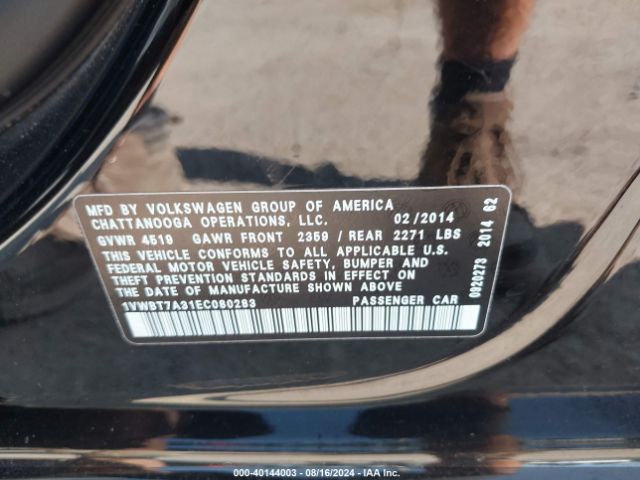1VWBT7A31EC080283 Volkswagen Passat 1.8t Se
