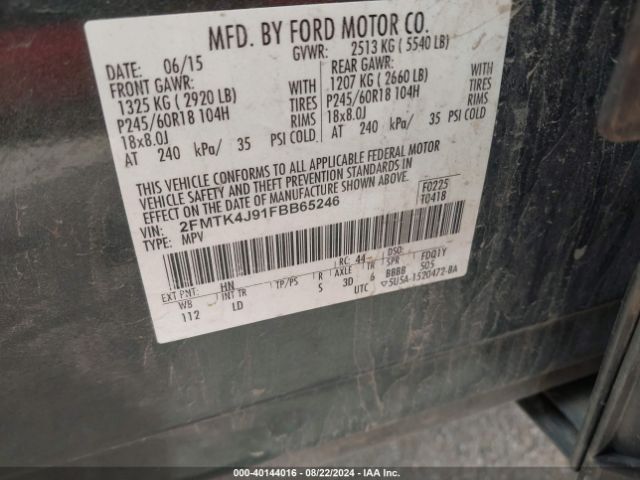 2FMTK4J91FBB65246 Ford EDGE SEL