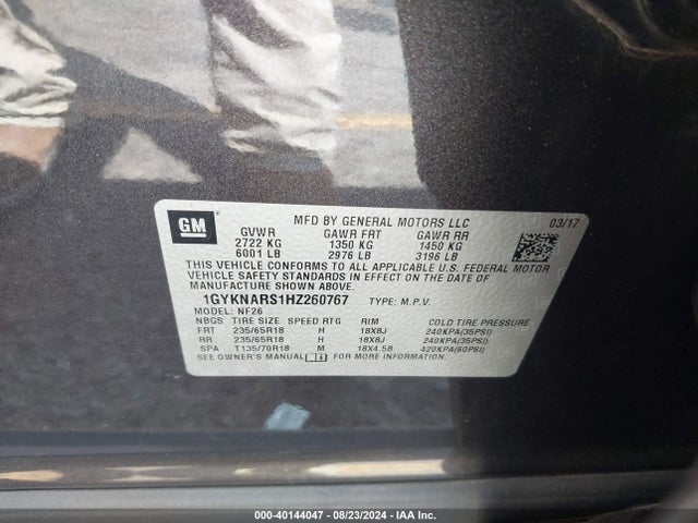 1GYKNARS1HZ260767 Cadillac Xt5 Standard