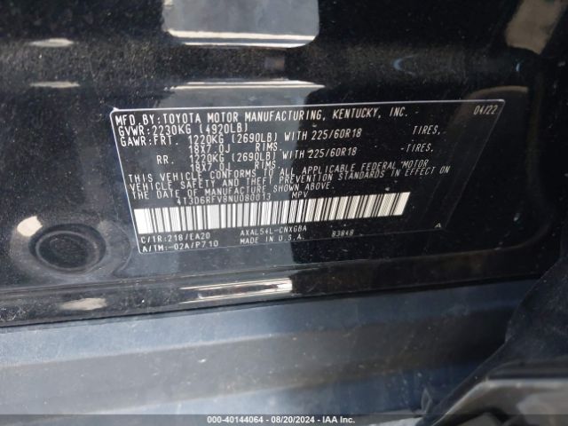 4T3D6RFV8NU080013 Toyota Rav4 Hybrid Limited