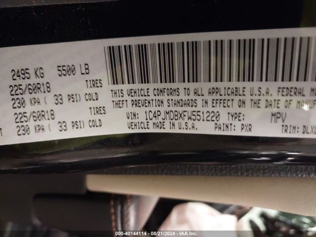 1C4PJMDBXFW551220 Jeep Cherokee Limited