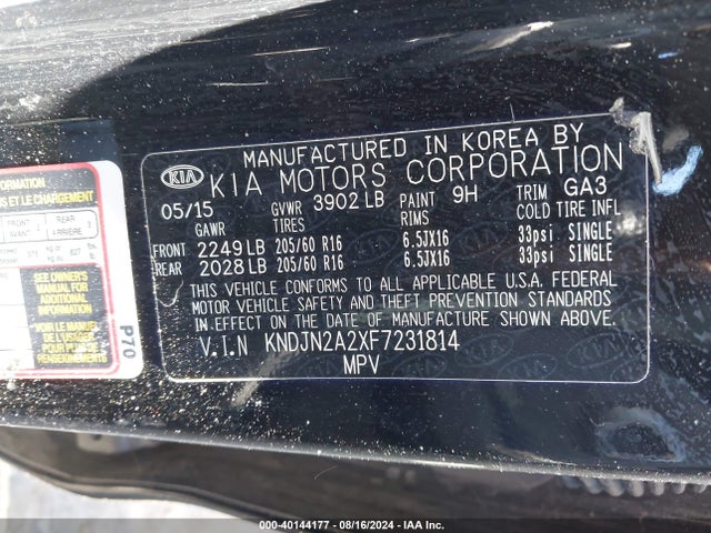 KIA Soul 2015 KNDJN2A2XF7231814 Image 9