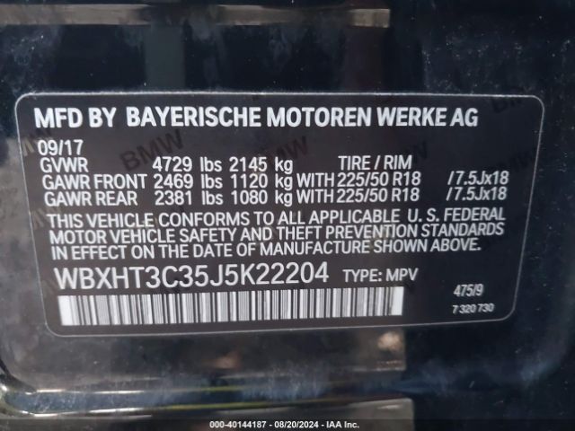 WBXHT3C35J5K22204 BMW X1 Xdrive28i