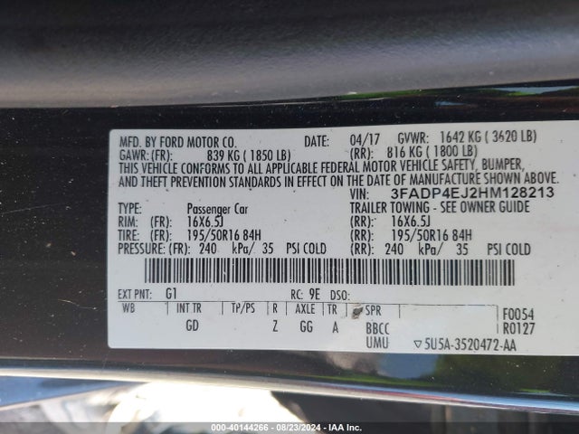 Ford FIESTA SE 2017 3FADP4EJ2HM128213 Image 9