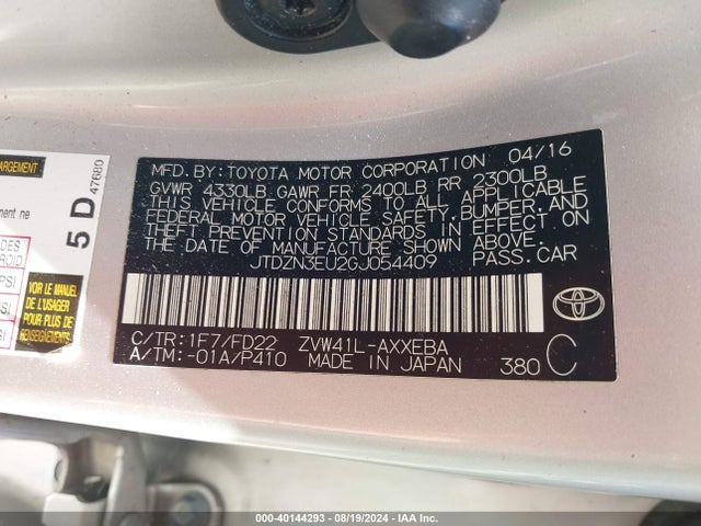 Toyota Prius V Two 2016 JTDZN3EU2GJ054409 Image 9
