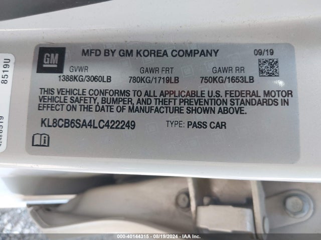 Chevrolet Spark Fwd Ls Automatic 2020 KL8CB6SA4LC422249 Image 9