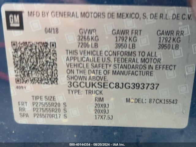 Chevrolet Silverado 1500 Ltz 2018 3GCUKSEC8JG393737 Image 9