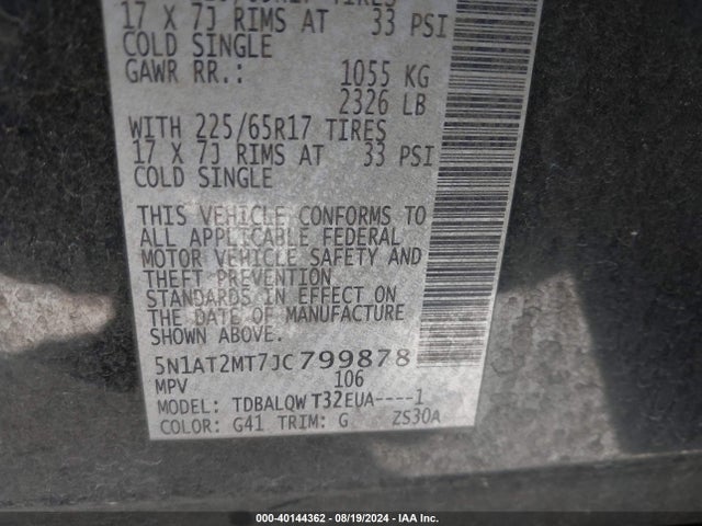 Nissan ROGUE SV 2018 5N1AT2MT7JC799878 Image 9
