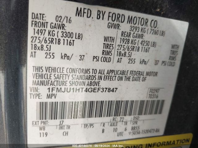 1FMJU1HT4GEF37847 Ford Expedition Xlt
