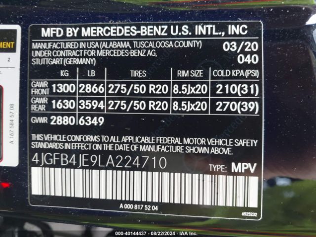 4JGFB4JE9LA224710 Mercedes-Benz GLE 350