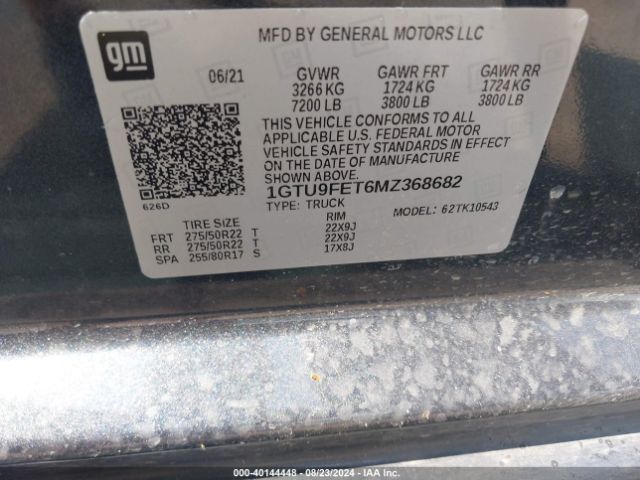 1GTU9FET6MZ368682 GMC SIERRA 1500
