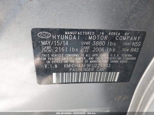 Hyundai ELANTRA SE 2015 KMHDH4AE9FU225932 Image 9