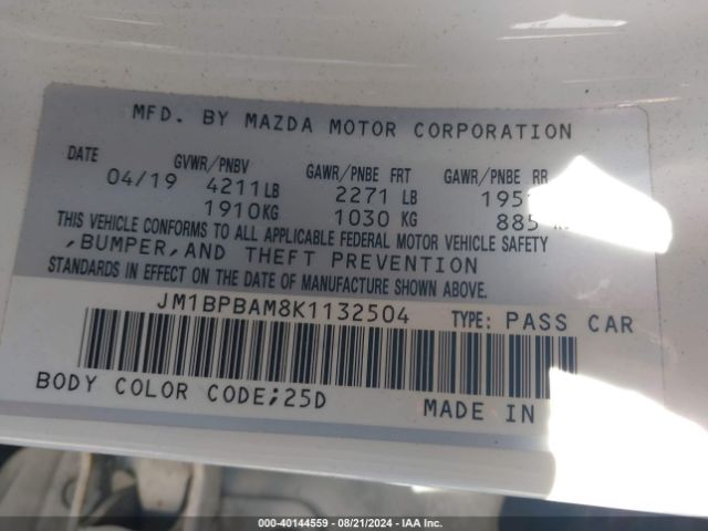 JM1BPBAM8K1132504 Mazda Mazda3 Select Package