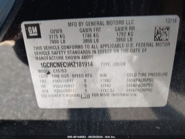 Chevrolet Silverado 1500 Ls 2017 1GCRCNEC9HZ181914 Image 9