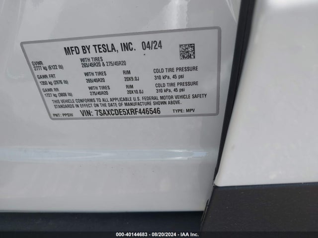 2024 TESLA MODEL X 7SAXCDE5XRF446546 Photo 8
