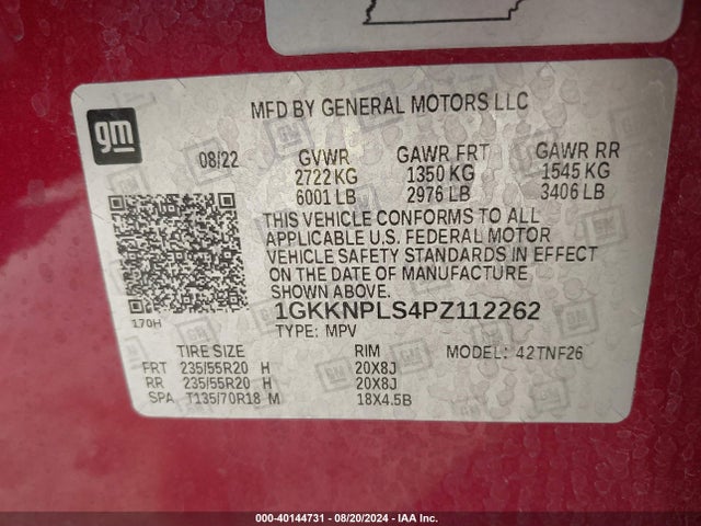 1GKKNPLS4PZ112262 GMC Acadia Fwd Denali