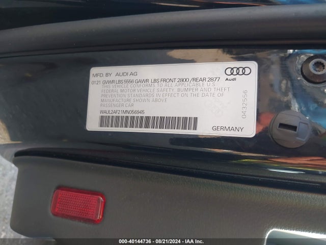 WAUL2AF21MN056945 Audi A6 Premium Plus 55 Tfsi Quattro S Tronic