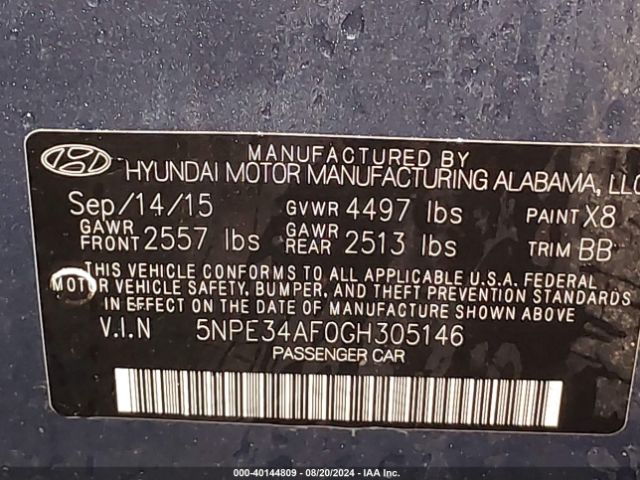 5NPE34AF0GH305146 Hyundai Sonata Limited