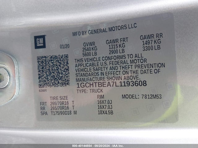Chevrolet Colorado 4wd  Long Box Wt 2020 1GCHTBEA7L1193608 Image 9