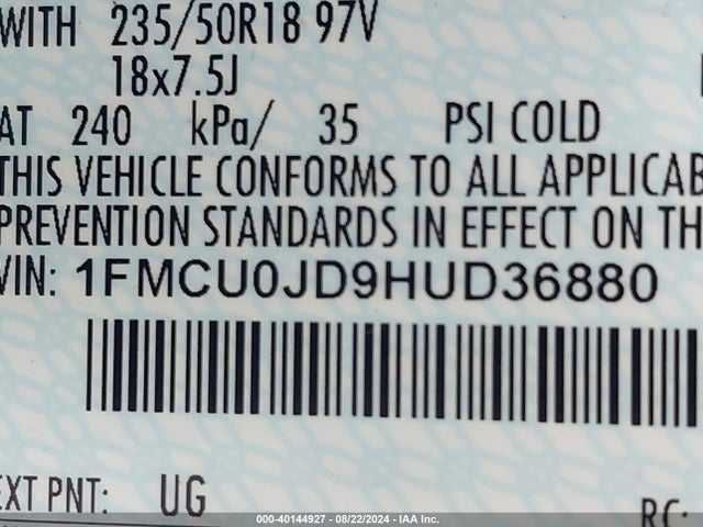 Ford Escape Titanium 2017 1FMCU0JD9HUD36880 Image 9