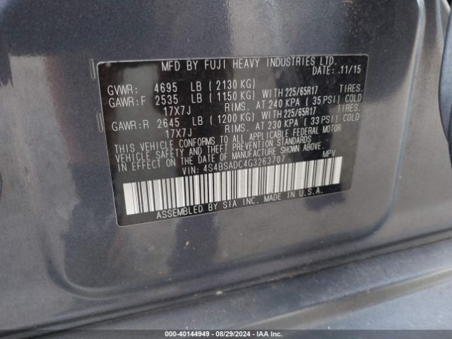 4S4BSADC4G3263707 Subaru Outback 2.5i Premium