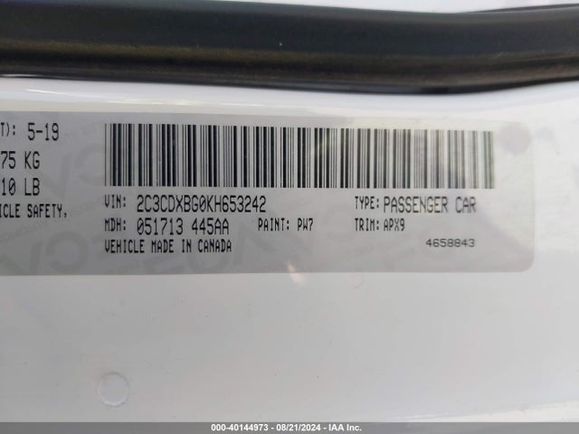 Dodge Charger Sxt Rwd 2019 2C3CDXBG0KH653242 Image 9