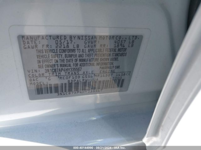 3N1CB7AP4HY335567 Nissan Sentra Sr Turbo