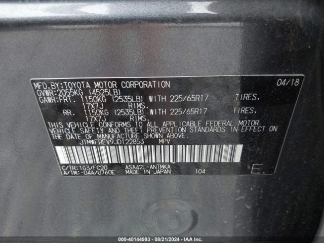 JTMWFREV9JD122853 Toyota Rav4 Xle
