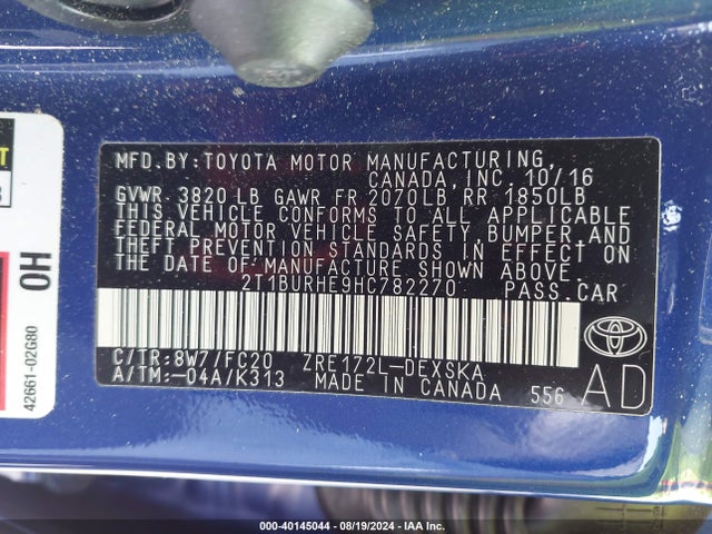 Toyota COROLLA SE 2017 2T1BURHE9HC782270 Image 9