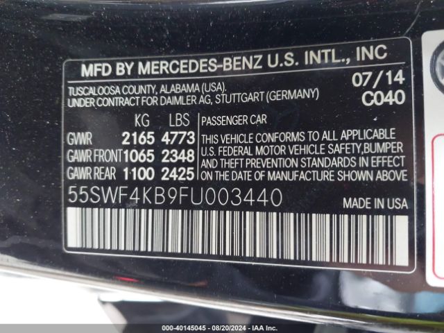 55SWF4KB9FU003440 Mercedes-Benz C 300