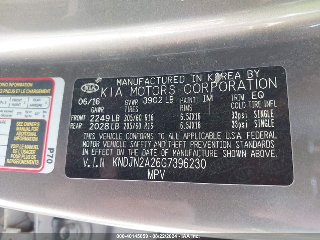 KIA Soul 2016 KNDJN2A26G7396230 Image 9