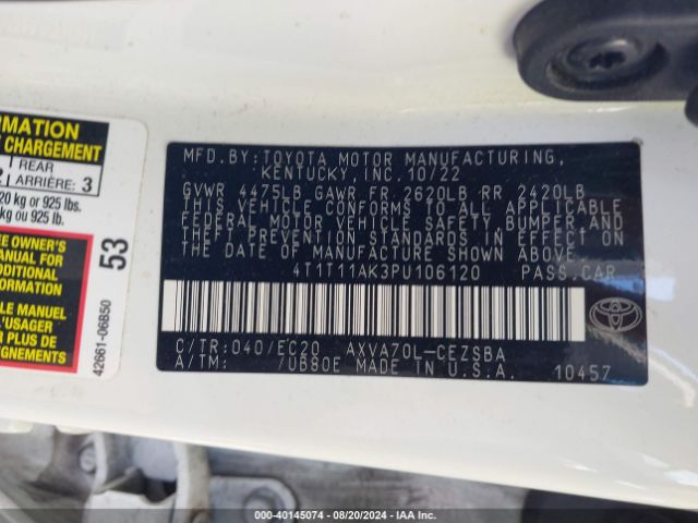 4T1T11AK3PU106120 Toyota Camry Se Nightshade Edition