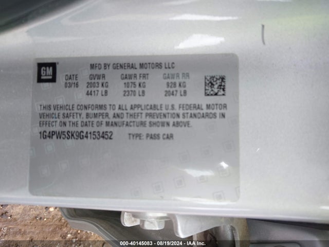 1G4PW5SK9G4153452 Buick Verano Sport Touring