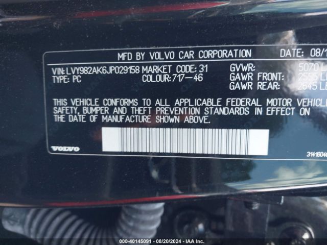 LVY982AK6JP029158 Volvo S90 T5 Momentum